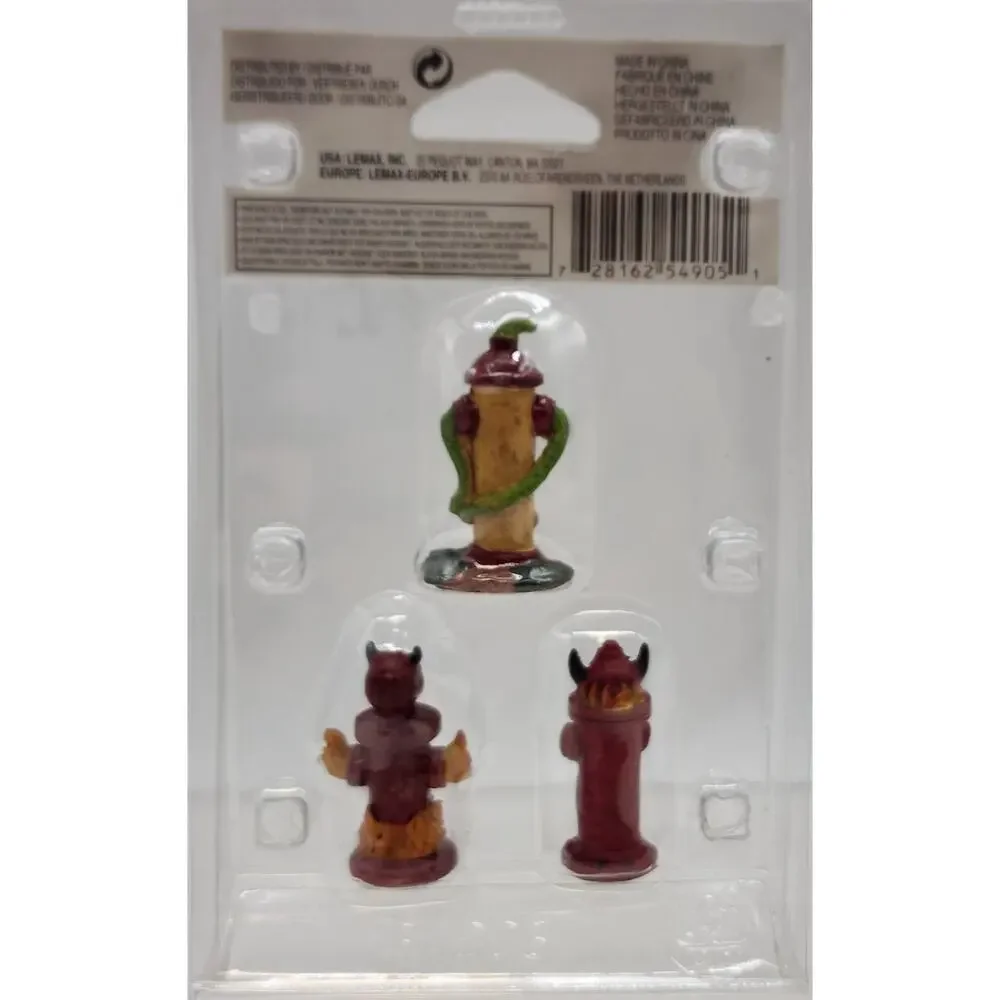 LEMAX SPOOKY TOWN HELLFIRE HYDRANTS, SET OF 3 - ITEM # 54905 NIP - RETIRED